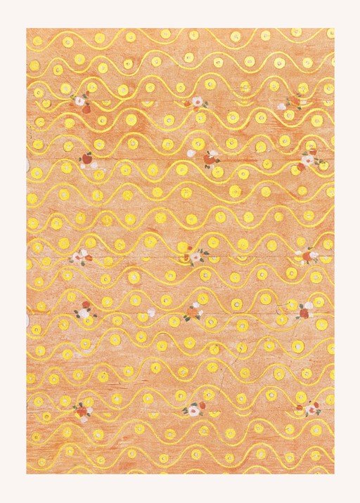 Art Nouveau Floral Pattern with Wavy Lines and Circles