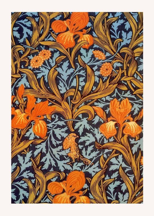 William Morris Iris and Bird Floral Pattern