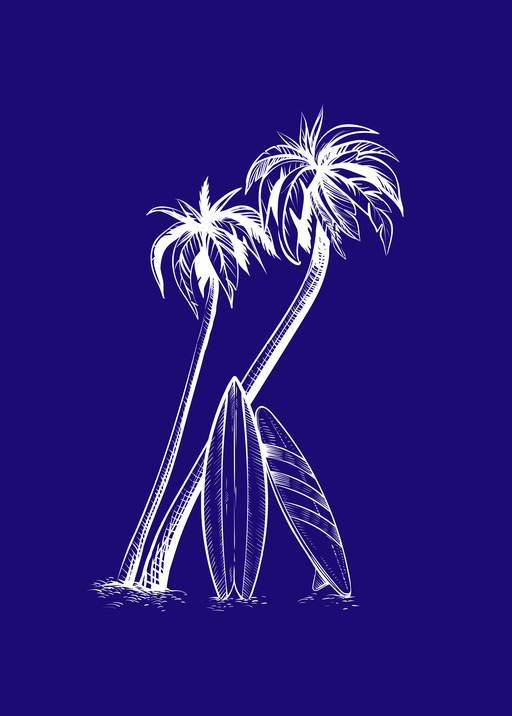 Palm Trees and Surfboards Sketch