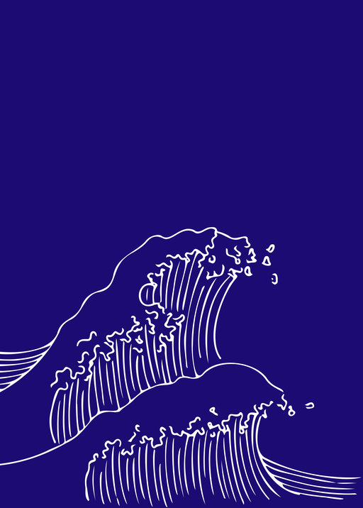 Stylized White Waves on Deep Blue Background