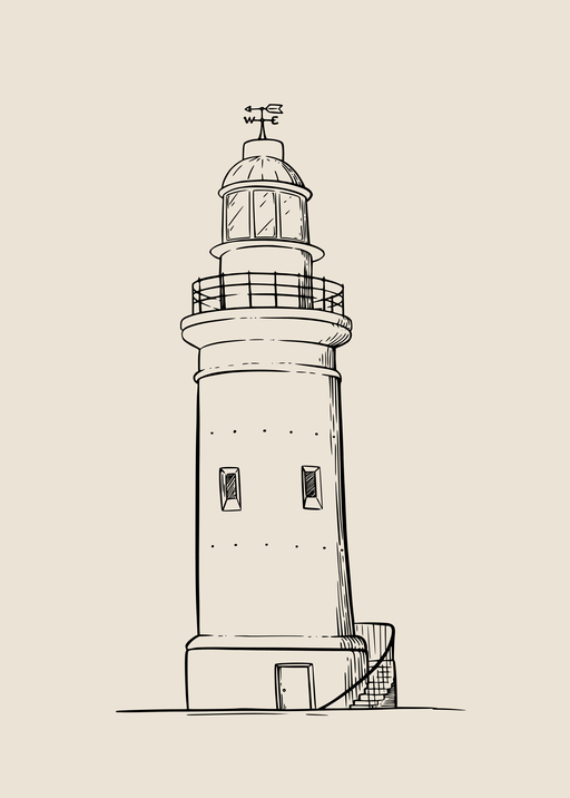 Sketch of a Lighthouse with Weather Vane