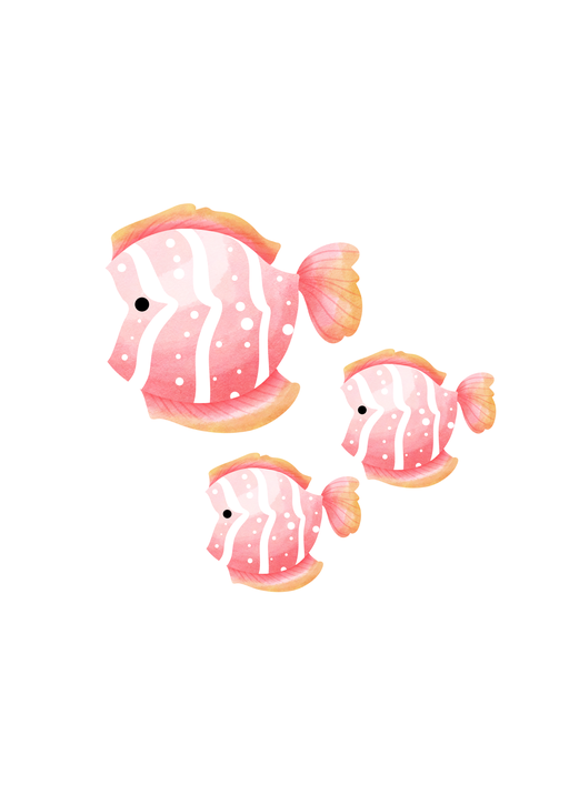 Three Pink Striped Fish Illustration
