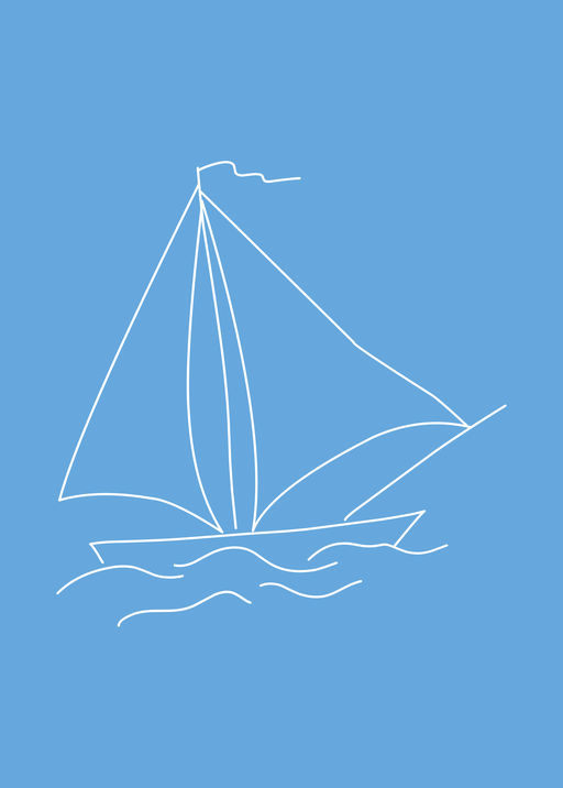 Minimalist Sailboat on Blue Water