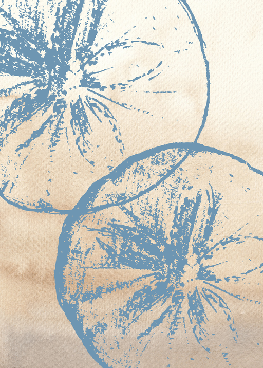 Abstract Blue and Beige Floral Watercolor Art