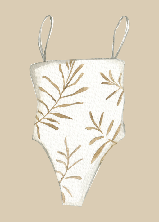 Watercolor One-Piece Swimsuit with Botanical Print