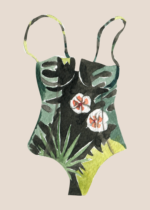 Watercolor Tropical One-Piece Swimsuit