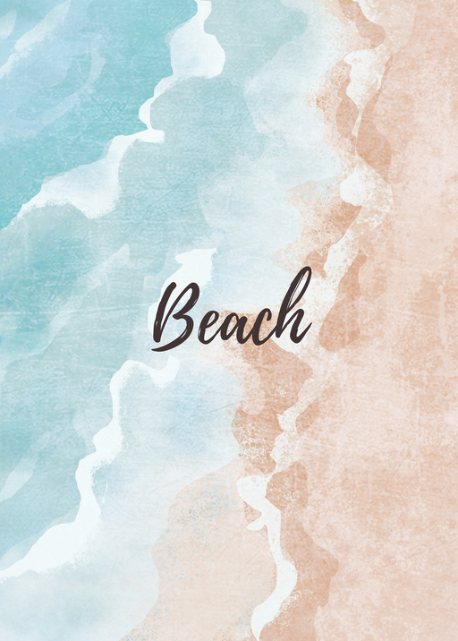 Watercolor Beach Scene with Text