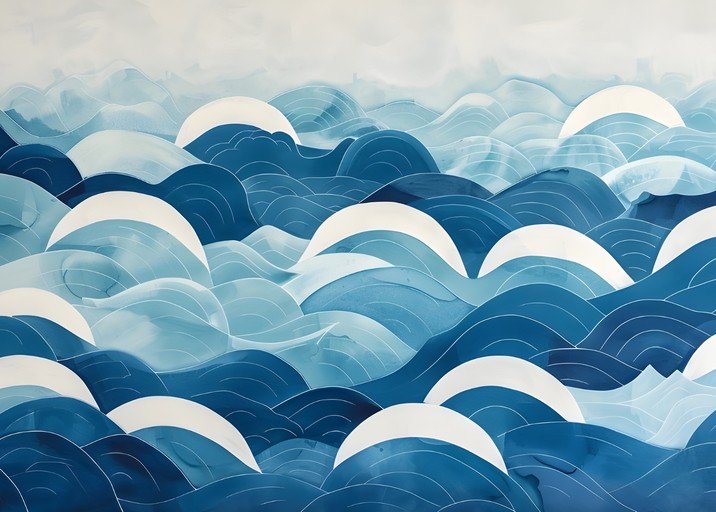 Abstract Blue Wave Art