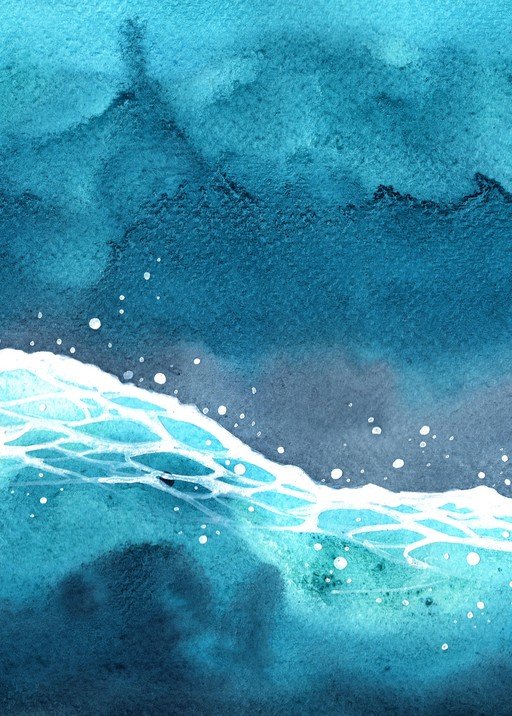 Abstract Watercolor Ocean Waves