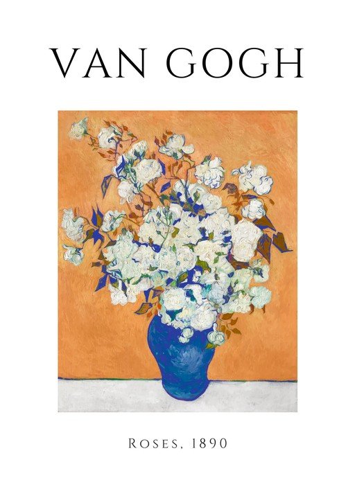 Van Gogh's White Roses in a Blue Vase, 1890