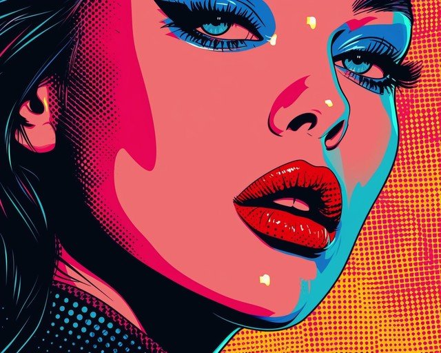 Pop Art Portrait of a Woman with Bold Makeup