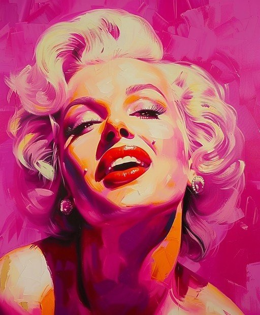 Vibrant Marilyn Monroe Portrait in Pink and Red