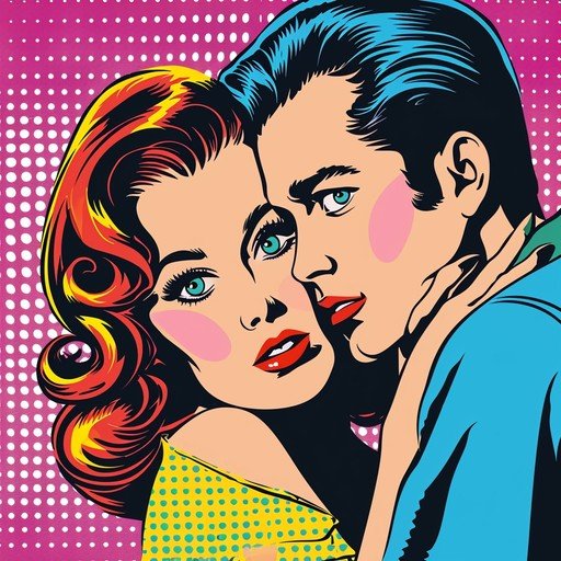 Pop Art Couple Embracing