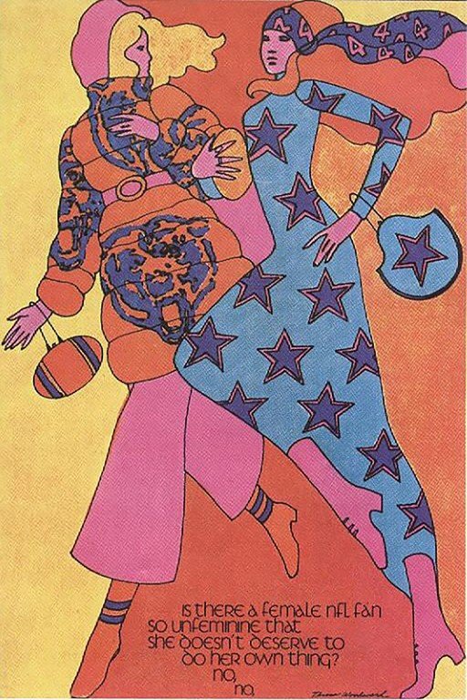 Retro Illustration of Two Women in Bold Fashion