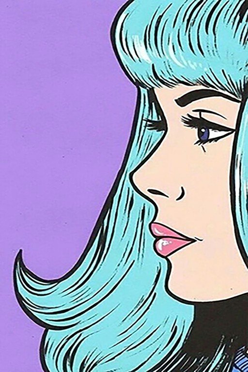 Pop Art Woman with Blue Hair
