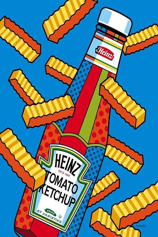 Pop Art Heinz Ketchup Bottle and Fries