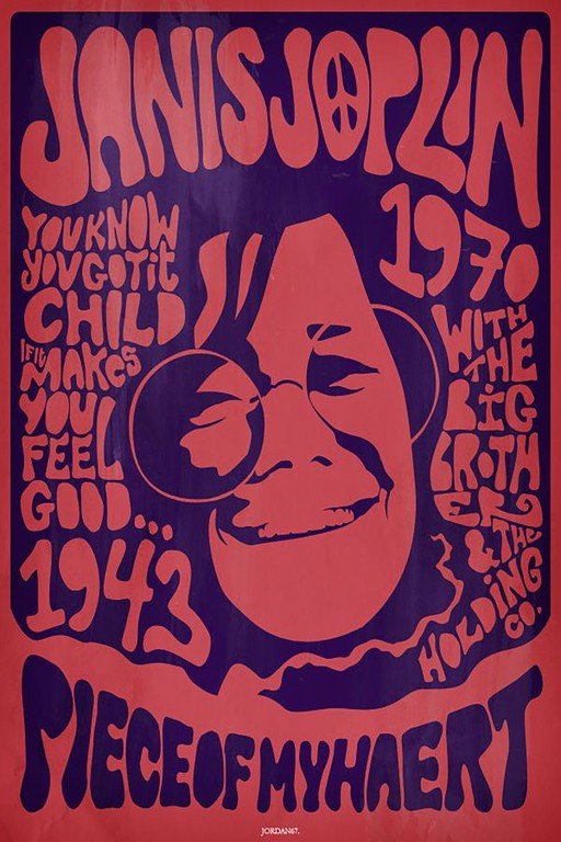 Janis Joplin 1970 Psychedelic Poster