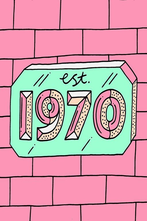 Established 1970 Retro Sign on Pink Brick Wall