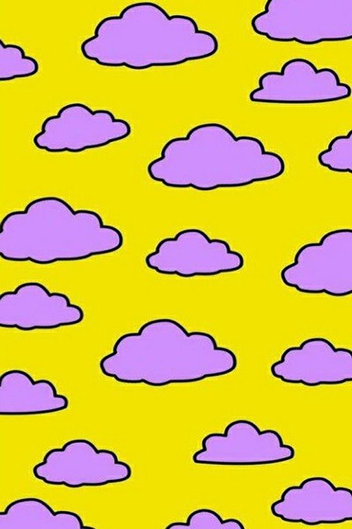 Purple Clouds on Yellow Background Pattern