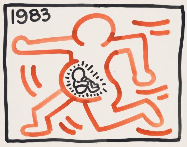 Keith Haring's 1983 Artwork Depicting Pregnancy and Birth