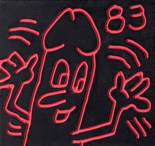Keith Haring '83 Red and Black Artwork