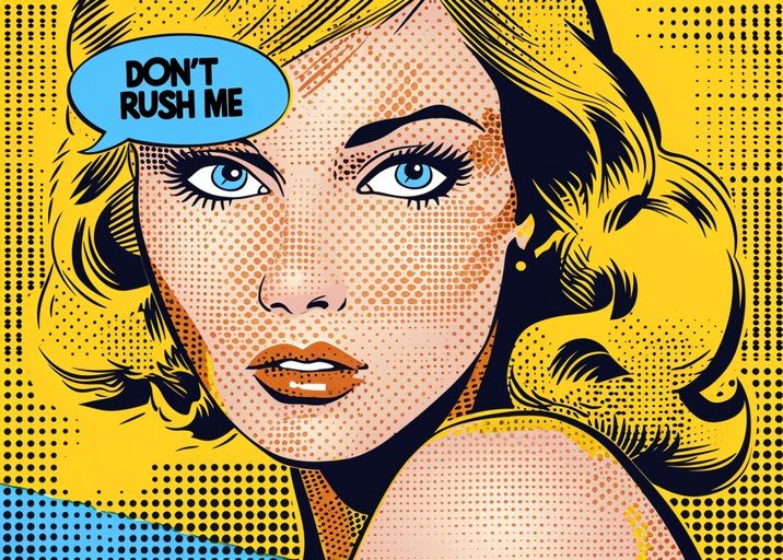 Pop Art Woman "Don't Rush Me" Comic Style
