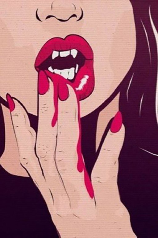 Vampire's Kiss: Bloody Lips and Fangs