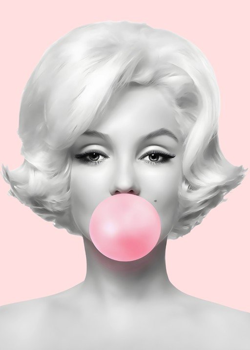 Marilyn Monroe Blowing Pink Bubble Gum