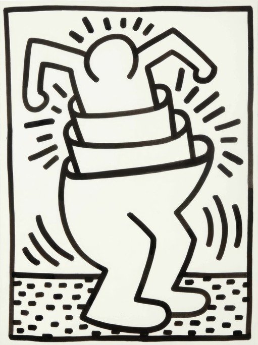 Keith Haring "Untitled" (Figure in a Bowl)