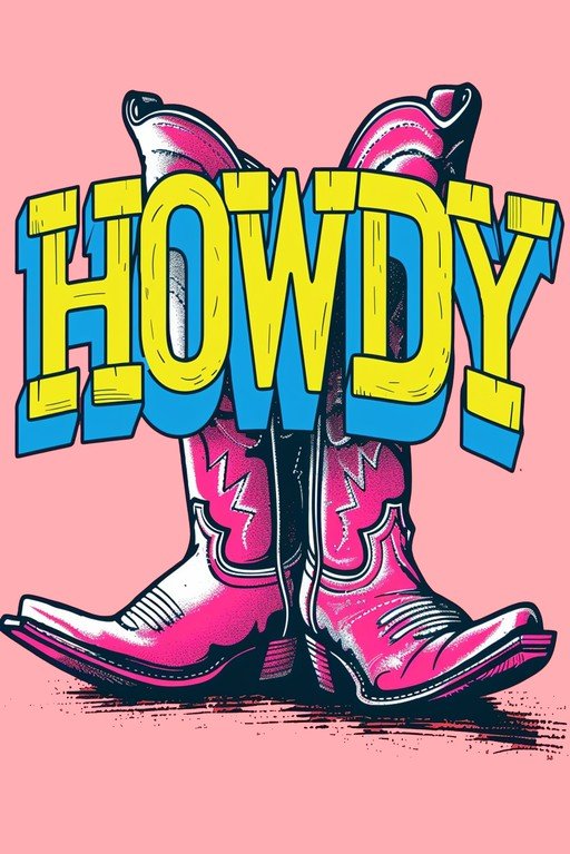Howdy Cowboy Boots Graphic