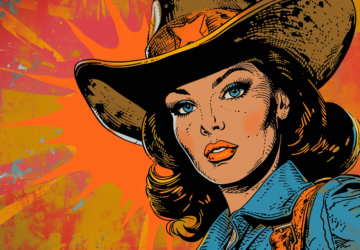 Retro Comic Book Cowgirl Portrait