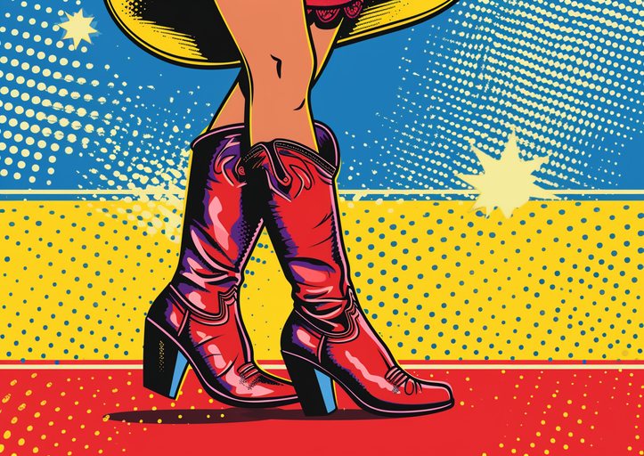 Pop Art Cowboy Boots with Legs