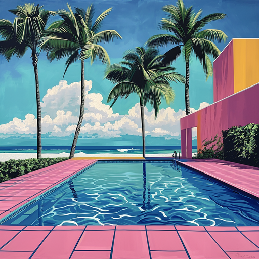 Vibrant Miami Vice Style Poolside Paradise