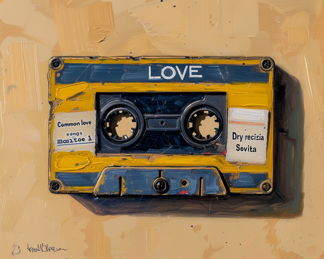 Vintage "LOVE" Cassette Tape Painting