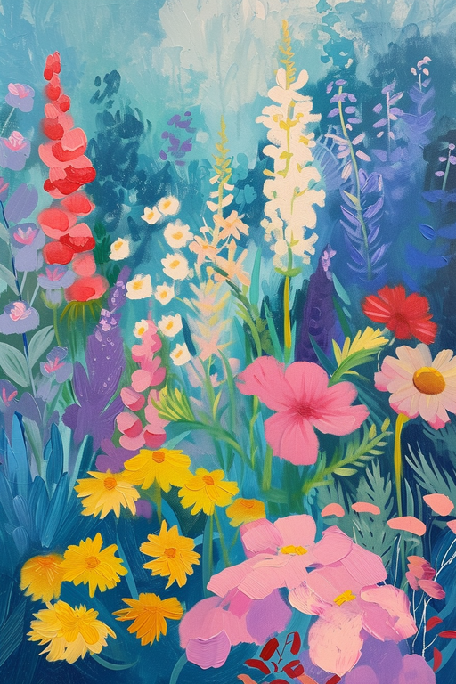Vibrant Impressionist Floral Garden Painting