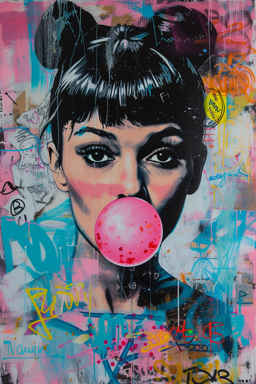 Audrey Hepburn Bubblegum Pop Art