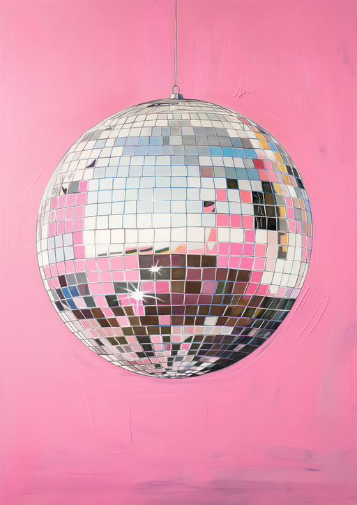 Disco Ball on Pink Background