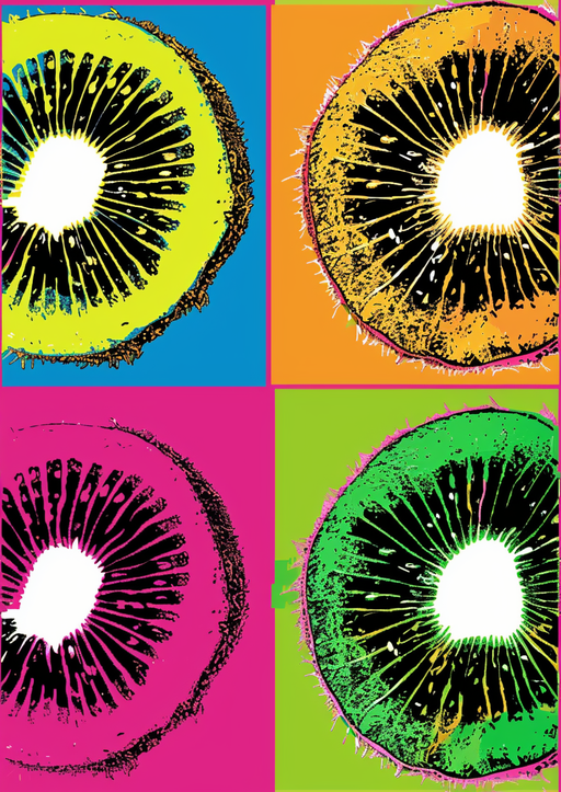Pop Art Kiwi Slices in Vibrant Colors