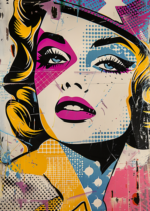 Pop Art Portrait of a Woman with Bold Colors