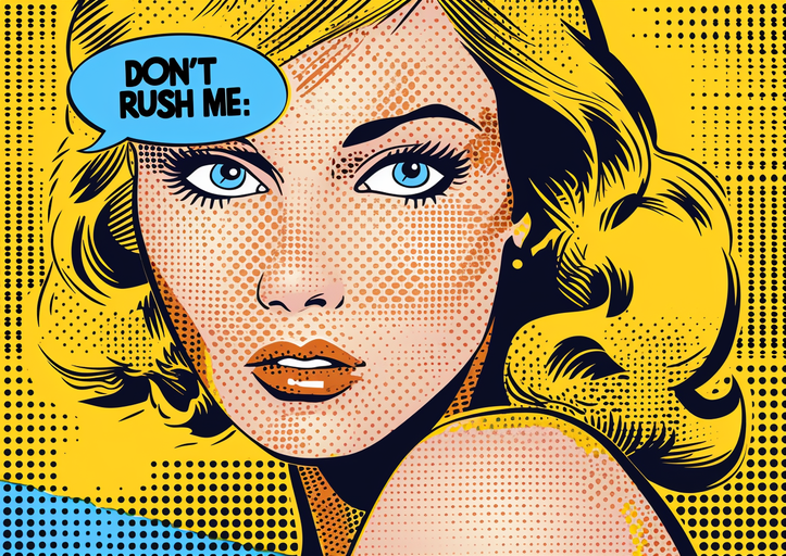 Pop Art Woman "Don't Rush Me" Comic Style