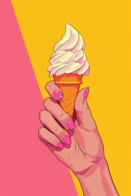 Hand Holding Swirl Ice Cream Cone