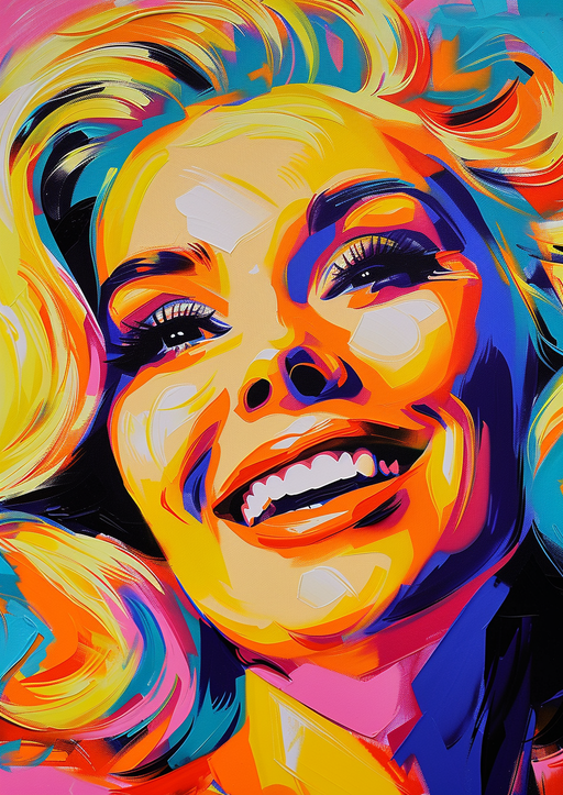 Vibrant Pop Art Portrait of a Smiling Woman