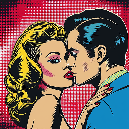 Pop Art Couple Kissing