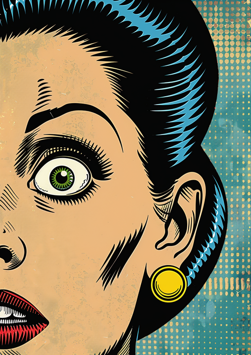 Pop Art Woman's Wide-Eyed Surprise