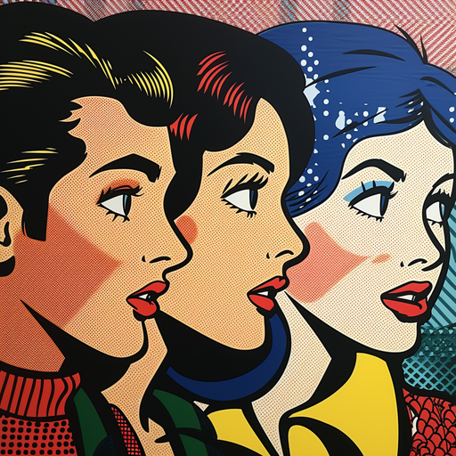 Pop Art Trio: Three Faces in Profile