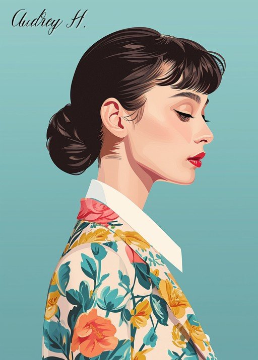 Audrey Hepburn Portrait in Floral Jacket