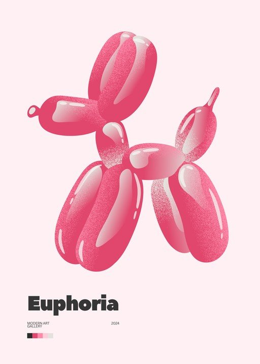 Pink Balloon Dog Art Poster