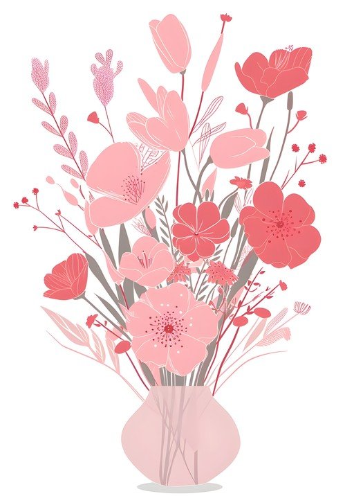 Pink and Coral Floral Arrangement in Vase