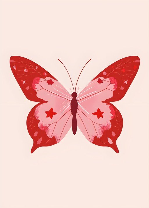 Stylized Red Butterfly Illustration