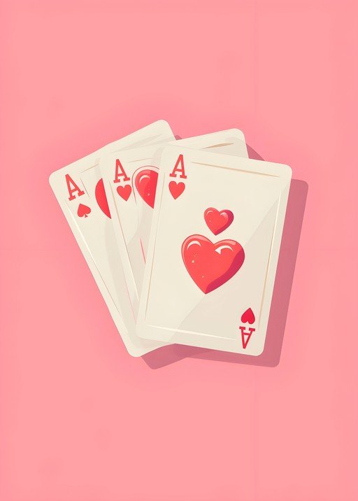 Four Aces of Hearts and Spades on Pink Background